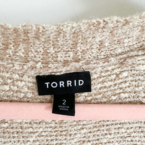 Torrid Tan Cream Marled Open Cardigan sz 2 Large Neutral Basic - Picture 9 of 11